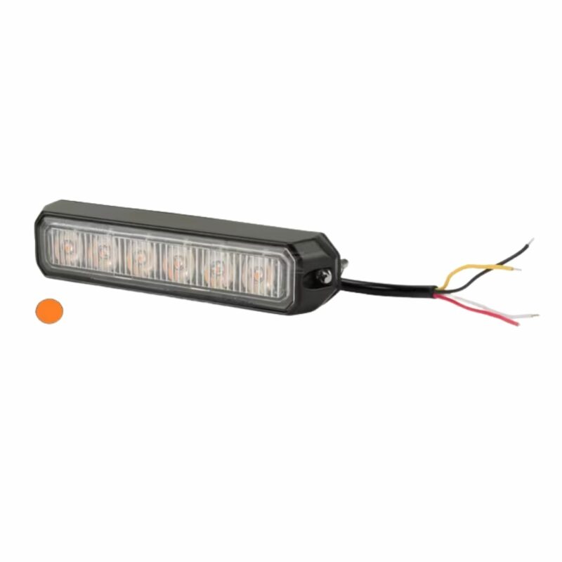 Luz de aviso LED, 18W, 12-24V, âmbar, de aparafusar, 6 LEDs