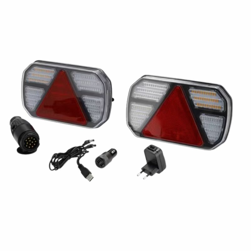 Conjunto de luzes sem fios LED, CANBUS, retangular, 12 V, Li-ion, magnético, 245x151x45 mm, ficha de 13 pinos, indicador dinâmico
